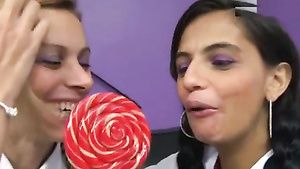 Webcamchat Snogging session for 2 Brazilian lesbians in college uniform Bathroom