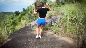 Lady Naughty fitness girl had sex outdoor Hot Brunette
