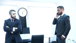 Vaginal Sweet Deal - bareback gay sex in office with two muscled bears DancingBear