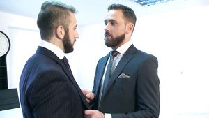 Sex Sweet Deal - bareback gay sex in office with two muscled bears Cumshot