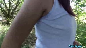 Thylinh Babe gives blowjob and gets cunt fucked from behind outdoors Hand