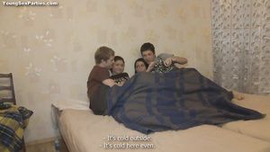 Stepson Russian student party turned into hardcore group sex Hairy