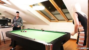 Stranger Angelo Godshack rides cock by the pool table Gay Interracial