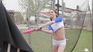 Exhibitionist Small-Chested Baseball Babe Sucks Incredibly Thick Cock Parody