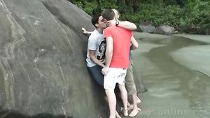 Spain Gay threesome sex in the public place WeLoveTube