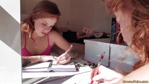 Slim hot Step sister writing her diary ended up with hot...