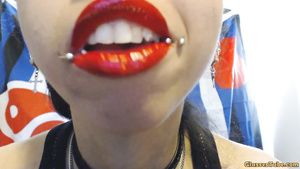 European Porn Bright Red Lipstick Drooling A LOT of Saliva and Spit ThePorndude