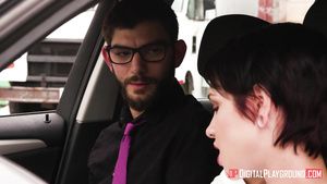 PlayForceOne Short-Haired Drive Student Rides A Big Dick In The Car LustShows