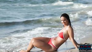 Gilf German wife model Joelina strips naked on the beach Naked Sex