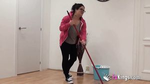 Cum Inside Office fuck with a cleaning lady who wants to work in porn too! Lezbi
