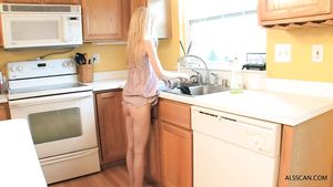 MyEx Skinny teen girl masturbates in the kitchen TubeTrooper