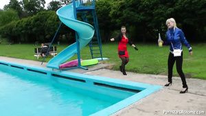 The Naughty porn girl have fun in the pool Long
