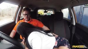 Redhead Black-haired slut Alice Judge pleasuring lucky guy in the car Smooth