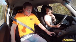 4some Bodacious Czech girl in stockings fucks for driving...