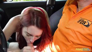 Venezolana Charlie Red gets sprayed with spunk after sex with a driving instructor Blackdick