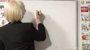 Mediumtits Blonde mature teacher is sucking young student's dick Erito
