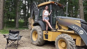 Sexy Girl Nasty teen Macy Meadows Excavator BTS Wav