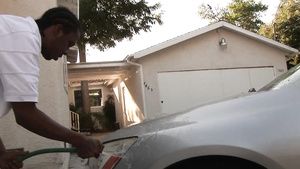 Cumload Well-Rounded Ebony Mature Helping Husband Washing Car Hardcorend