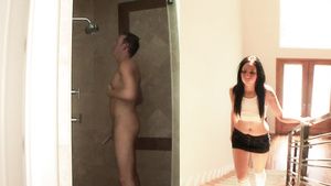 Vecina Stepdad Gets Caught In The Shower By Exciting Stepdaughter Police