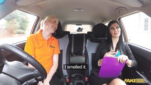 Big Pussy Kinky blonde girl seduced by her lesbian driving...