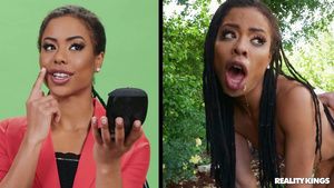 18yearsold Sexy black news reporter in red heels boned in the park Freckles
