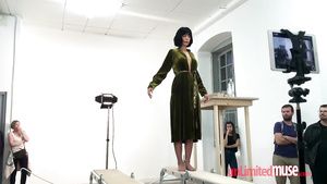 XXX Plus Naked skinny vixen in the Museum - public nudity Eating