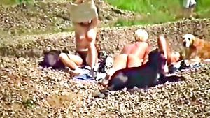 Video-One German Hot MILFs on Nude Beach Outside