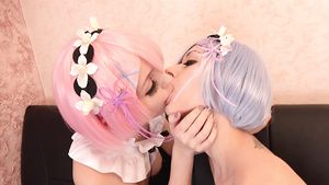 Fantasy Hot lesbians have fun with double-dong dildo Curvy