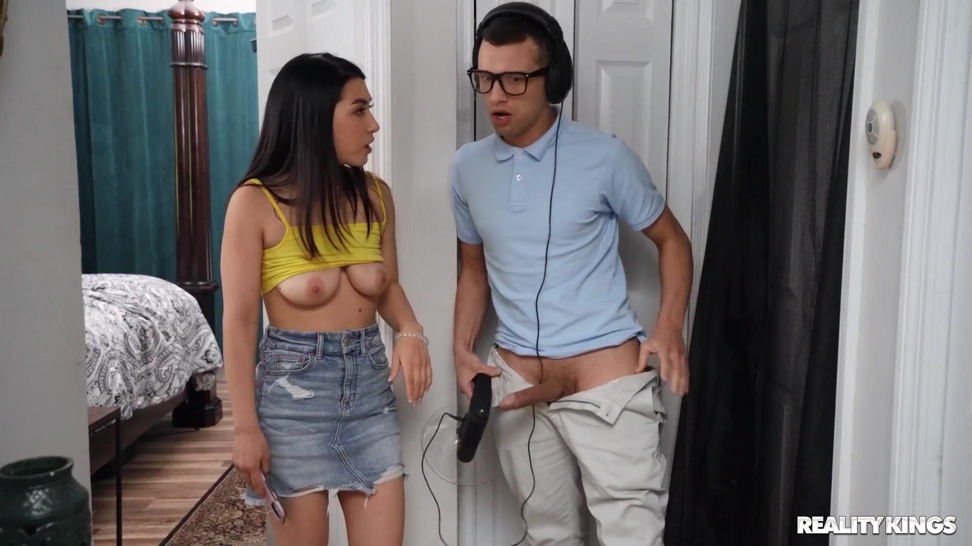Cumload Nerdy pervert Johnny takes his chance to fuck teen Mina Moon Hardfuck