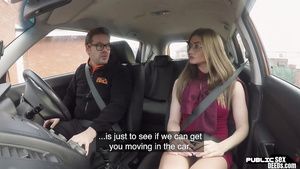 Teen Blowjob Student driver publicly blows instructor during kinky l LiveX