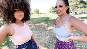 Stretch Sofi Ryan and Nina Diaz end up their lesbian foreplay sharing big dick Teenie