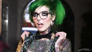 Black Hair Colored hair hipster teen with tattoos and gauges takes a cock Gilf