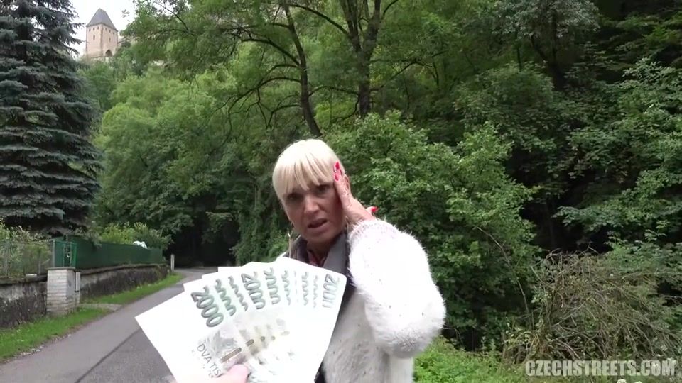 Boy Girl Blonde GILF takes my money for quicky on the street DaGFs
