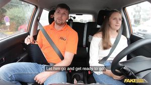 Blowjob Contest Beautiful young babe pleasuring Kristof in the car Cum Swallow