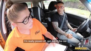 Tiny Tits Porn Tattooed dude fucks his sexy driving instructor in the car Banging