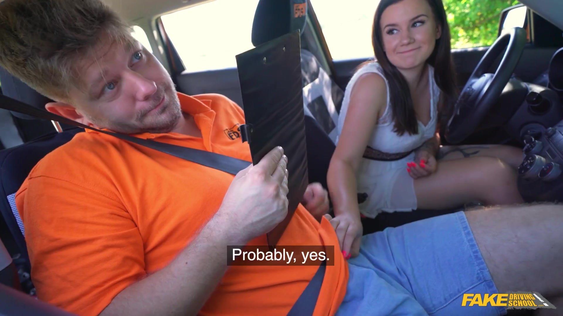 Slutty Dark-haired cutie with tattoos gets screwed in the car Pregnant