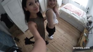 Skinny Milena & Isabella homemade lesbian porn clip Scatrina