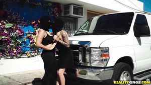 Free Hardcore Porn A man gets kidnapped and fucked in a van by two sexy chicks Enema