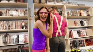 Gay Doctor Sex mad slut Kelsey Kage enjoys sneaky fucking in the public library Doggy