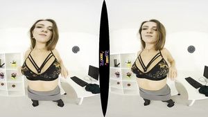 LesbianPornVideos Scarlot Rose VR Office Flirt erotic video Cum On Tits