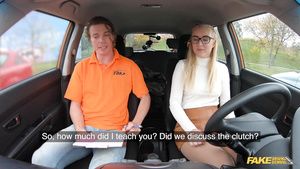 Sexy Whores Fake Driving School - Blond Hair Babe Learner With Perfect Juggs 1 - Amaris Dick Sucking