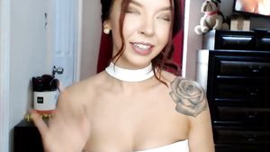 Longhair Cute Stacey Red solo posing and teasing on webcam...