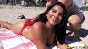 Striptease Juicy hot brunette Julz Gotti gets oiled at the beach and fucked at home Romance