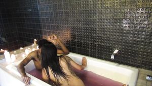 Hard Core Sex Ebony couple having romatic sex in hot bathtub Romantic