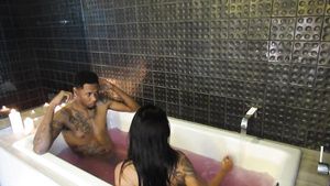 Gay Hairy Ebony couple having romatic sex in hot bathtub Voyeur