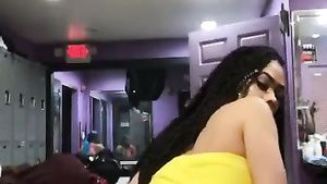 Tiny Titties Juicy big butt Latina stripping in the locker room Lick