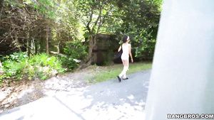 Strange Smashing a Young Petite Ballerina in Car Outdoors Breast