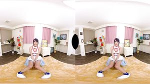 Hermosa Japanese Virtual Reality solo masturbation scene Stockings