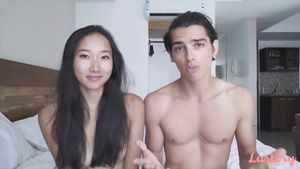 Orgame Young slim Asian with small boobs has romantic sex with her caucasian boyfriend Vietnam